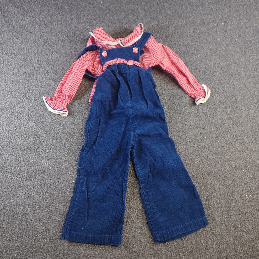 Vintage Red white and Blue Checkered Overall Set 2T stone